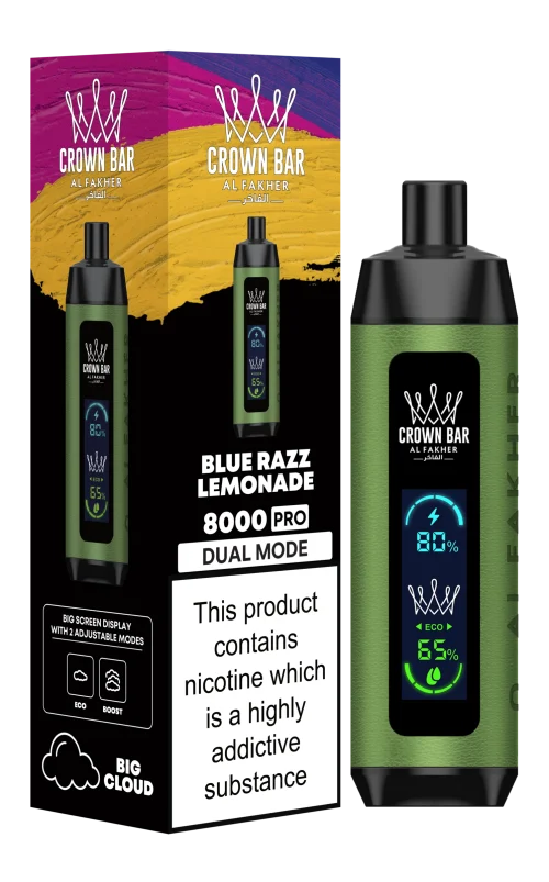 Al Fakher Crown Bar Disposables 8000 - Blue Razz Lemonade 5mg